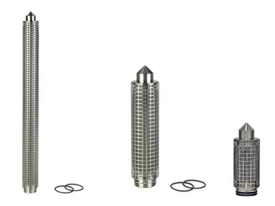 Cartouches filtrantes plissées en inox débit standard, DE 70 mm